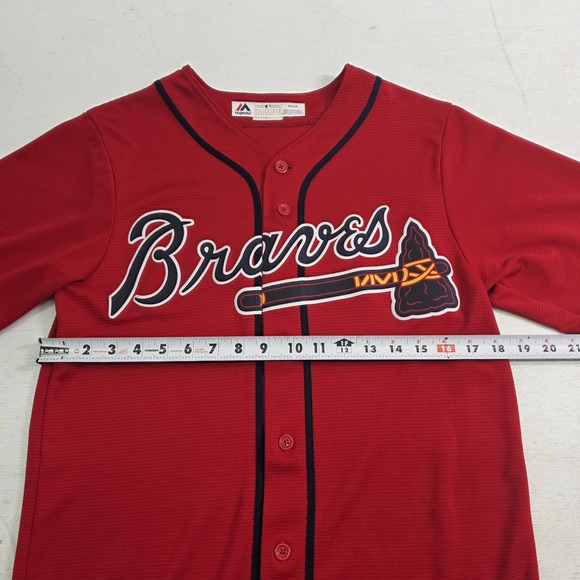 Atlanta Braves MLB Majestic Cool Base Red Blank Stitched Jersey Men's S EUC - Picture 9 of 10